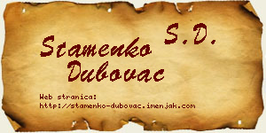 Stamenko Dubovac vizit kartica